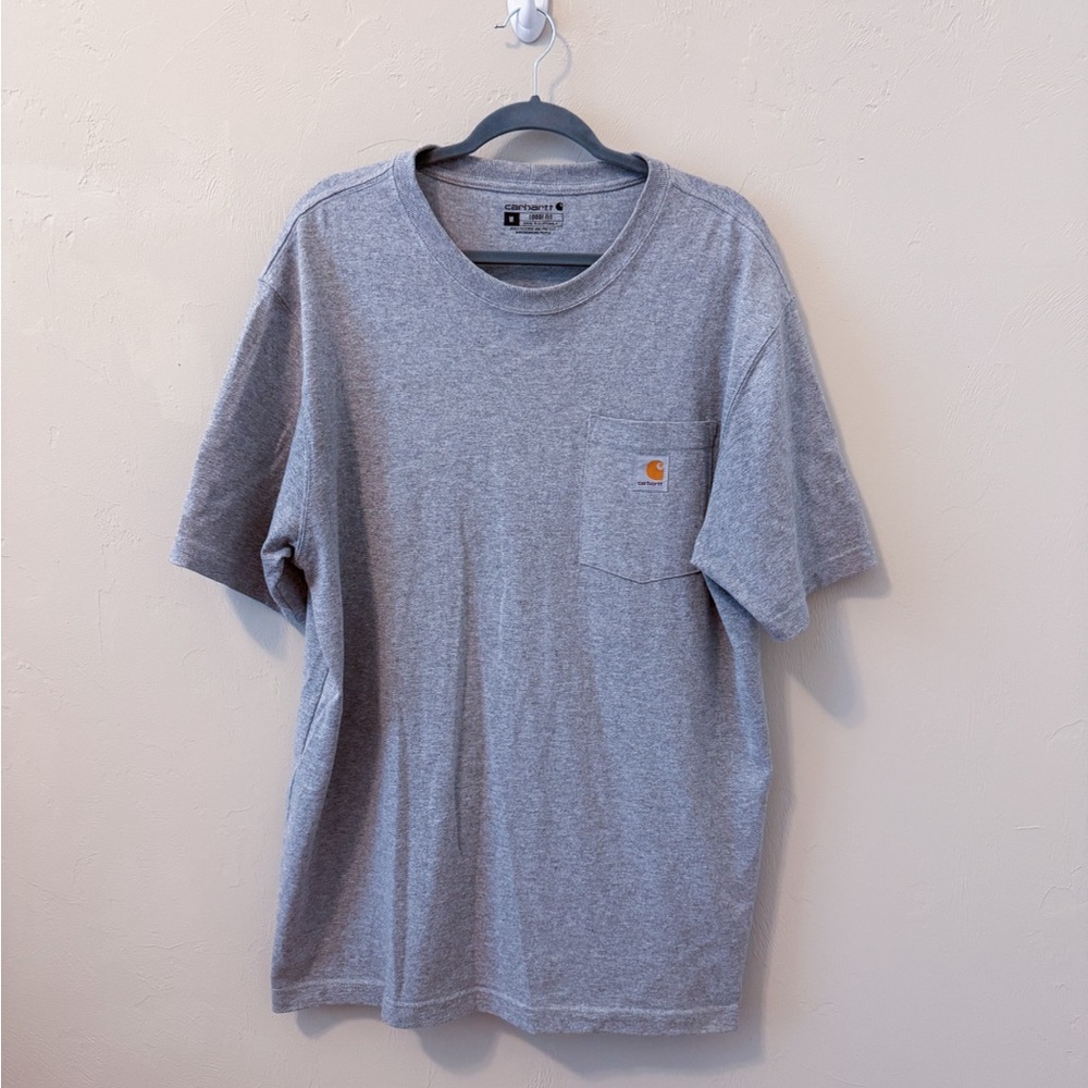 Carhartt Gray Short Sleeve Tee with Embroidered Detail